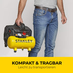 Stanley Kompressor DN200/8/6 - Luftkompressor 8 Bar - Füsterkompressor mit 6L Tankkapazität - Ölfreie Saugkompressor 105L/Min - Mit Griff und Anti-Rutsch-Füßen - Geeignet für Druckluftwerkzeuge