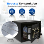 SereneLife 18L Tresor, Safe Für Zuhause Feuerfest & Wasserdicht, Digitaler Heimtresor mit Zugriff per Fingerabdruck, Möbeltresor mit Code & Schlüsseln, Safe Box für Wertsachen, Bargeld, Schmuck, Gold