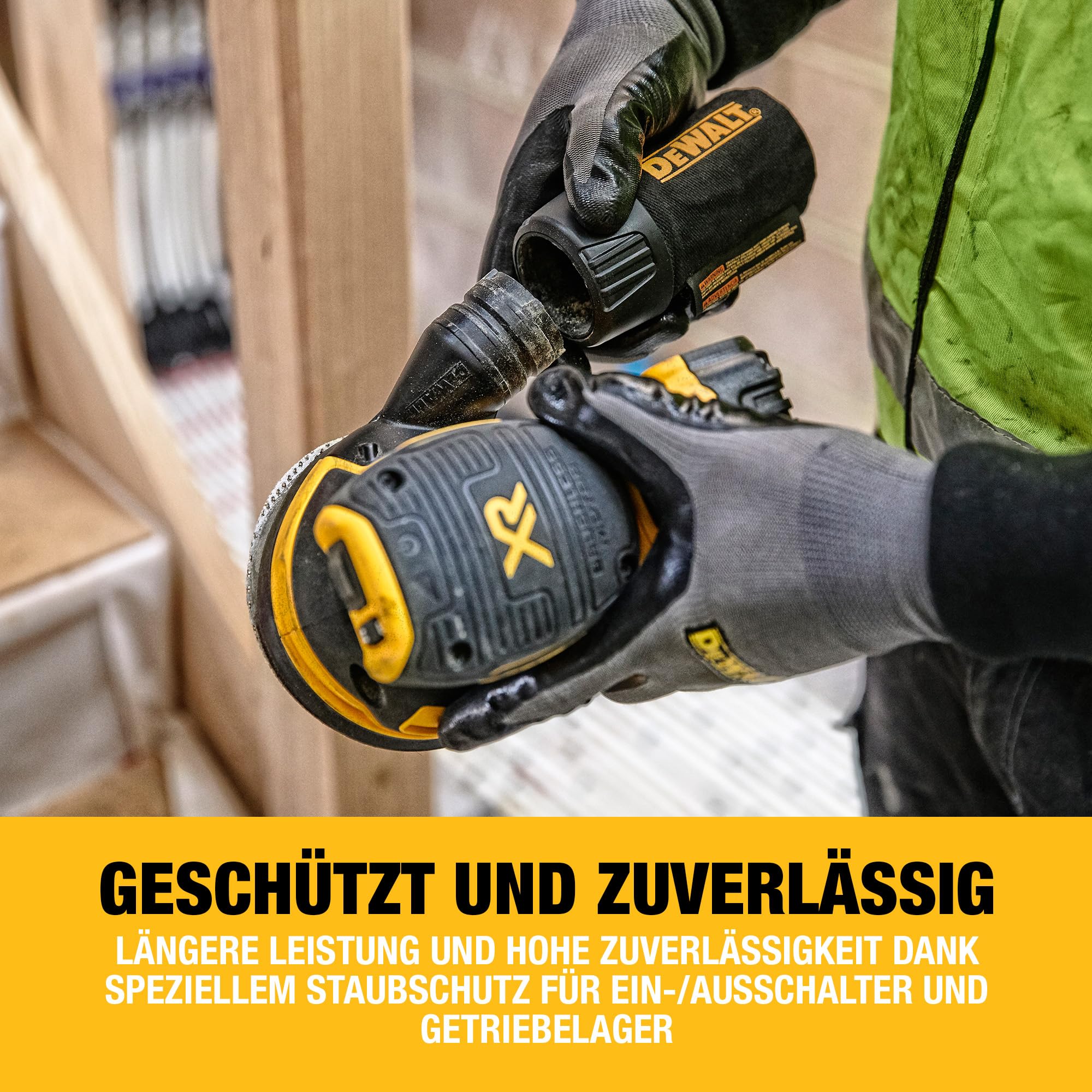 DEWALT 18 Volt Akku-Exzenterschleifer (Schleifpapier-ø: 125 mm, elektronische Drehzahlregulierung, Staubschutz für Getriebe und Schalter, mit Klettfix-System, ohne Akku und Ladegerät), DCW210N