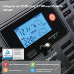 Technaxx KFZ Wechselrichter 12V auf 230V 2000W / 4000W – TÜV-zertifizierter Auto Spannungswandler mit LC-Display, 2x Schuko & 2x USB – Inverter für Camping, Wohnmobil, Boot – TE20