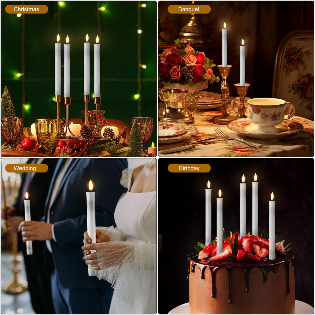 EXTSUD 6er LED Stabkerzen Wiederaufladbare LED Stabkerzen mit Timer und Fernbedienung Weicher Silikon Wachskern, Einzigartiges Tranen-Design LED Kerzen fur Zimmer Hochzeit Esstisch und Gartenparty