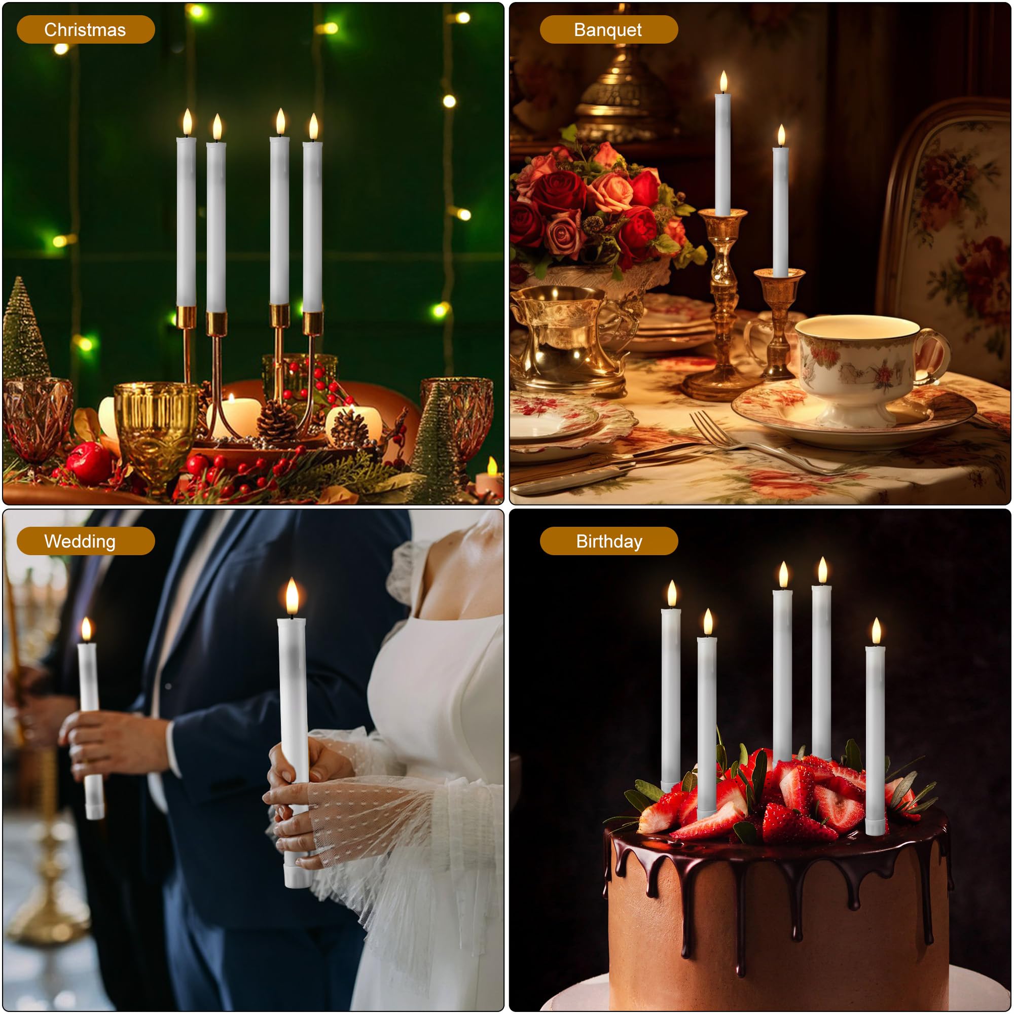 EXTSUD 6er LED Stabkerzen Wiederaufladbare LED Stabkerzen mit Timer und Fernbedienung Weicher Silikon Wachskern, Einzigartiges Tranen-Design LED Kerzen fur Zimmer Hochzeit Esstisch und Gartenparty