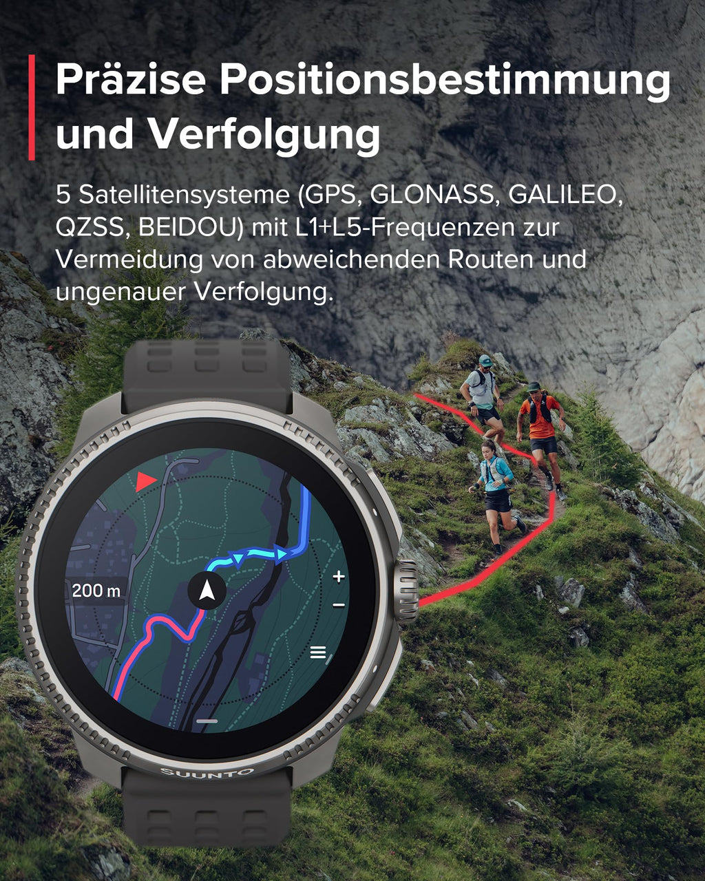 SUUNTO Race Sportuhr - Outdoor Smartwatch, 1,43" Helles AMOLED Display mit Saphirglas, Bequeme Uhrenkrone & Tasten Bedienung, Präzise Zweifrequenz GPS, Lange Akkulaufzeit, 100m Wasserdicht