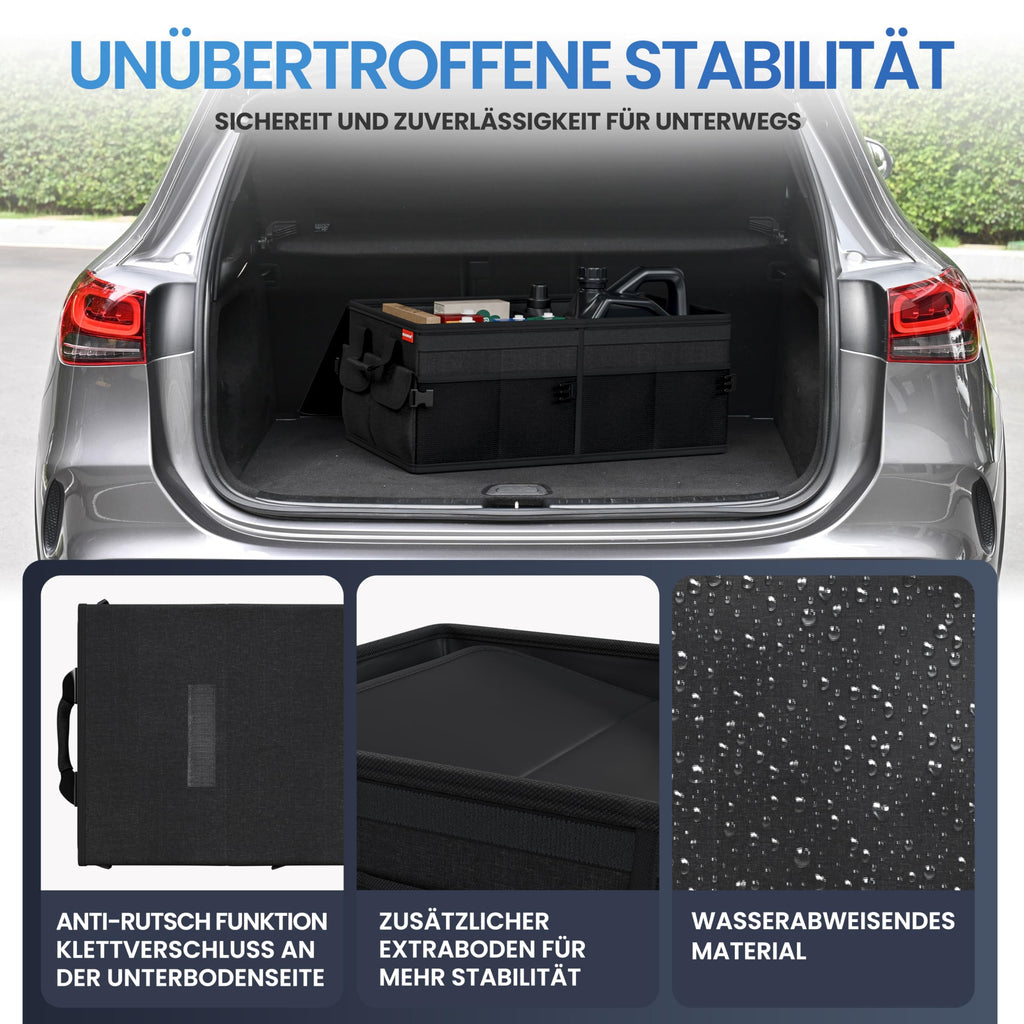 HELDENWERK Premium Kofferraum-Organizer mit Deckel stabil & rutschfest - Faltbare Auto Kofferraumtasche groß mit doppelten Böden - Kofferraumbox, Kofferraumorganizer Box