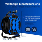 REV Kabeltrommel, IP44, Outdoor, 4 Schutzkontaktsteckdosen, 25m, schwarz