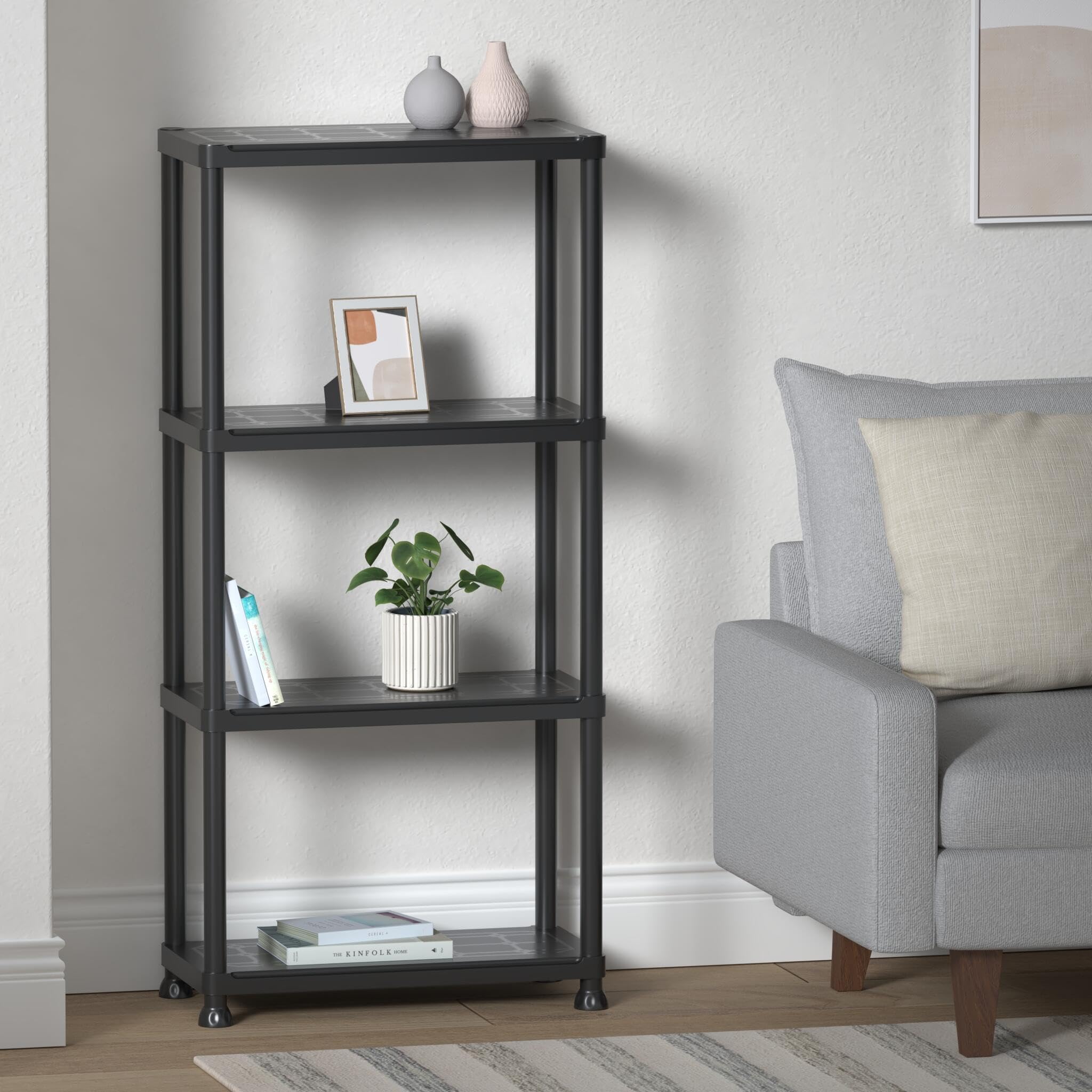 Ondis24 Steckregal 60 x 30 x 131 (H) cm, 4 Böden, Kunststoffregal, Schwerlastregal, bis zu 80 kg, Regal, Lagerregal (1 Stück)