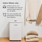 Bosch Dry 2000 Luftentfeuchter - Einfach. Effizient. Leise. - Für Räume bis zu 24 m² - Ideal für Deine Wohnung die schnelle Trocknung Deiner Wäsche