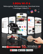REDTIGER 4K STARVIS 2 Dashcam Auto Vorne Hinten,Touchscreen 3,18 Zoll,Sprachsteuerung,Dash Cam Auto 5.8GHz WiFi 6,GPS,Kostenlose 128GB Karte,2160P UHD-Nachtsicht,Notfall-Sperre,Parkmonitor (F7N Touch)