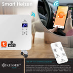 KESSER® Elektro Glasheizung Glaskonvektor Elektroheizung Heizung Heizkörper ✓ Touchscreen ✓ APP WiFi Funktion Inkl. Fernbedienung ✓ LCD-Display ✓ Timer | Stand- oder Wandgerät | 2000 Watt | Weiß