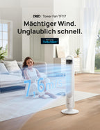 Dreo 23dB Leiser Turmventilator, Ventilator mit Kühlung, Fernbedienung für Schlafzimmer, Tower Fan mit 4 Geschwindigkeiten, 3 Modi, 9,8 m Windreichweite, 8H Timer, 90° Oszillierend für Wohnzimmer