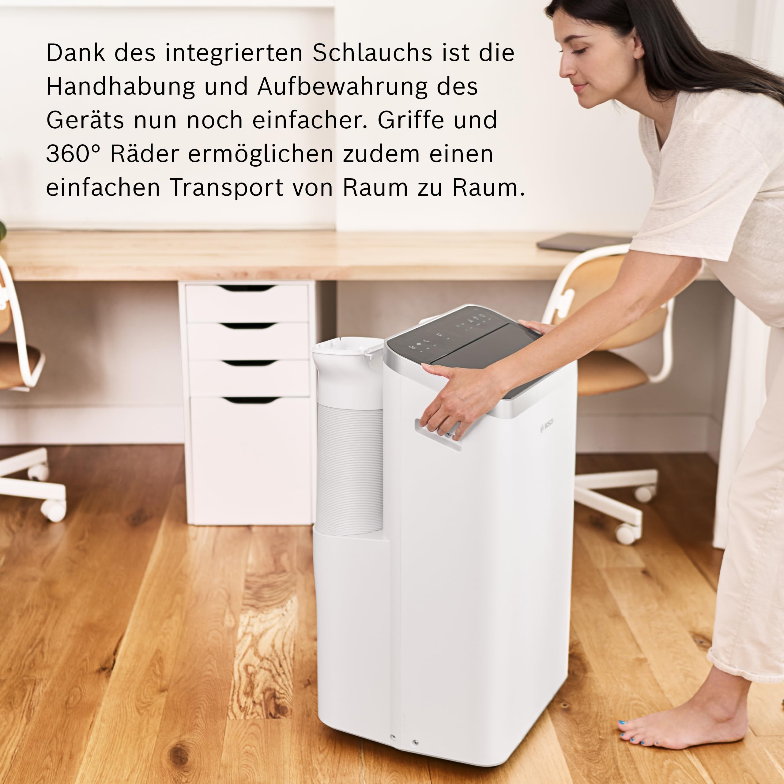 Bosch Cool 4000 Mobiles Klimagerät - 3-in-1 Klimaanlage, Luftentfeuchter, Ventilator - 2,6 kW für Räume bis zu 35m² - Mit Auto-Modus, Silent-Modus Sleep-Modus