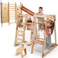 Goodevas Verbessert 9-in-1 Klettergerüst Indoor für Kinder, Montessori Klettergerüst mit Rutsche, Schaukel, Kletterwand, Kletterdreieck, Kunst hinzufügen – Spielplatz für Kinderzimmer