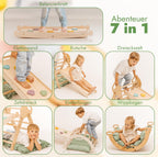 Goodevas 5-in-1 Montessori Klettergerüst Set: Indoor Kletterdreieck, Kletterbogen mit Kissen, und Rutsche für Kinder, Indoor Spielplatz 1-3 Jahre