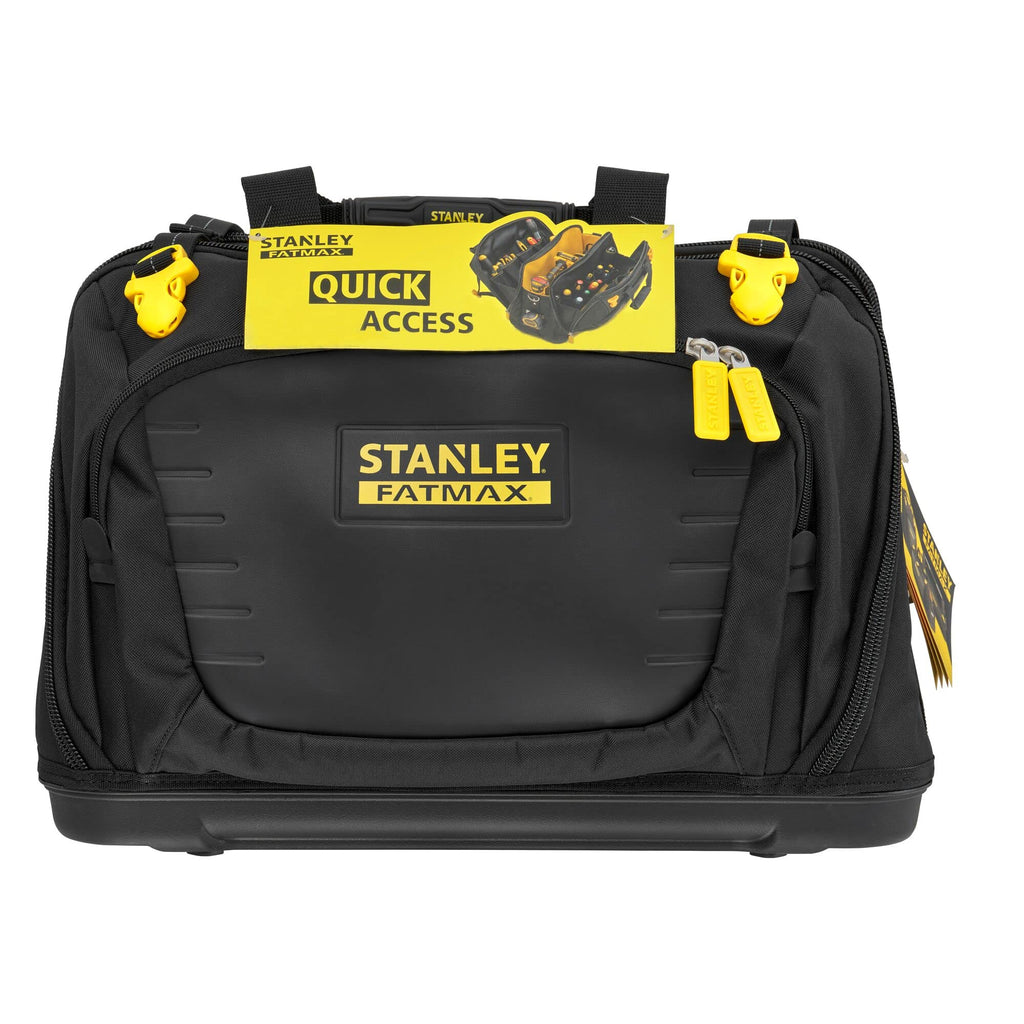 STANLEY FatMax Werkzeugtasche/Tragetasche für Werkzeug mit Fächern Quick Access (mit 4 Fächern, aus 600 x 600 Denier Nylon, mit Kunststoffboden & gepolstertem Schultergurt) FMST1-80147