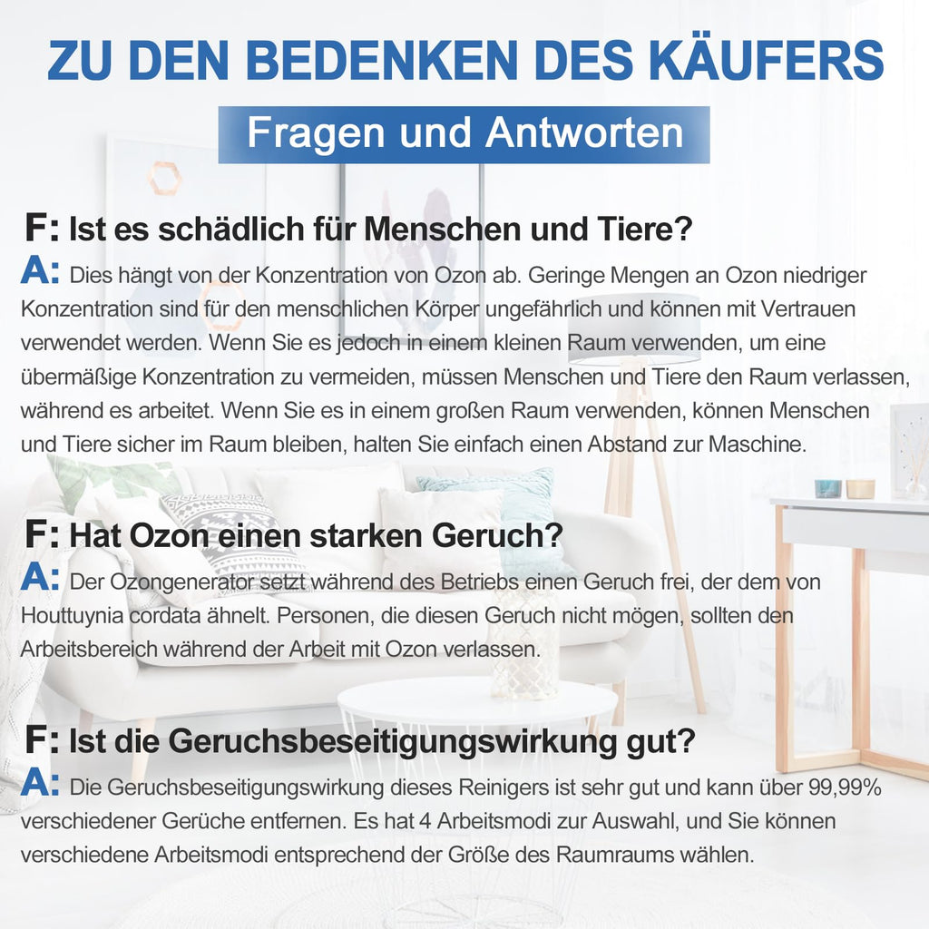 Ozongenerator, Luftreiniger Ozongenerator Geruchskiller, Air Purifier, Luftreiniger Allergiker, Air Ozonizer Generator, Ozongerät für Badezimmer, Küche, Rauch, Autos, Haustiere, Formaldehyd und Geruch