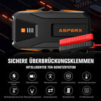 AsperX Starthilfe Powerbank 3000A 12V(Bis Zu 10,0L Benzin oder 8,0L Diesel) Auto Starthilfe mit Starthilfekabel,LED Taschenlampe,IP64 Wasserdicht,Jump Starter für PKW LKW UTV Van Motorrad