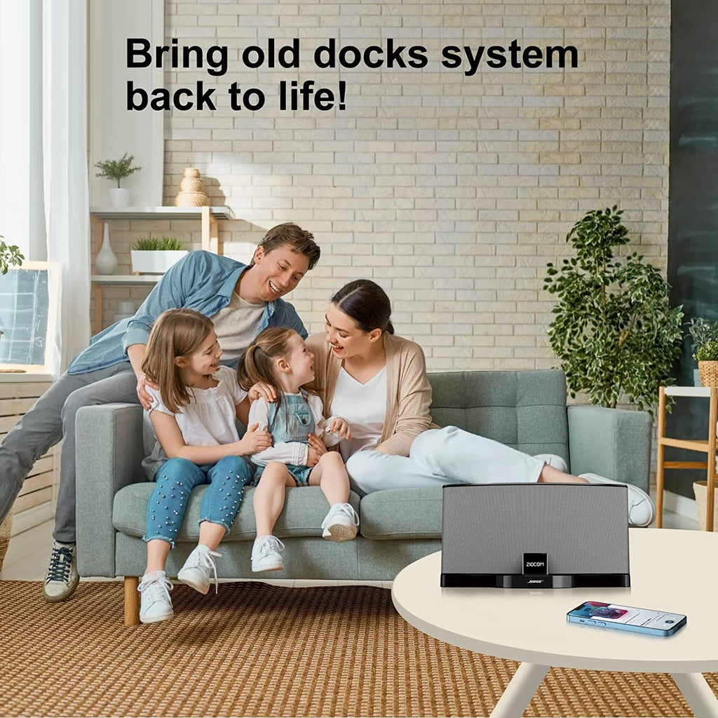 ZIOCOM 8 Pin Bluetooth-Adapter, drahtloser Bluetooth-Musikempfängeradapter für Bose Sounddock III/XT, JBL MS302GM, Philips DS1155B/93, Philips AJ7260D/93, Yamaha TSX-14, iHome IPL8BN, RSR DS406BT