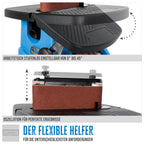 Güde Spindel-Bandschleifmaschine GSBSM 500 (230 V, 500 W, 2000 min-1 Spindeldrehzahl, 8 m/s Bandgeschw., oszillierend, 2 in 1 Gerät, werkzeuglose Umrüstung, Tisch 0-45° einstellbar, inkl. Zubehör)
