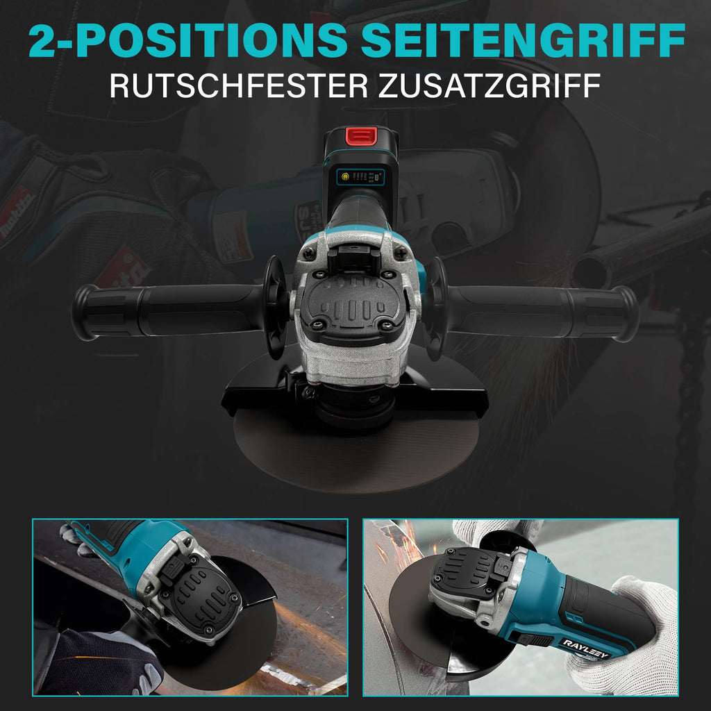 Akku Winkelschleifer 125mm für Makita 18V Akku (Ohne Akku), 8500U/min, Bürstenloser Profi-Schleifer 4-stufige Regelung, Kabellos Schleifer mit Zusatzhandgriff für Trennen, Schleifen & Bürsten