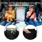 Kinderkraft JUNIOR FIX2 I-SIZE Kindersitz 15-36kg, Kinderautositz mit Isofix, Gruppe 2/3, 100-150 cm, Einstellbare Rückenlehne und Kopfstütze, spezielle Sicherheitssysteme, Leicht zu tragen, Schwarz