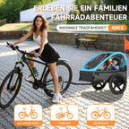 Fiximaster Kinderfahrradanhänger, Fahrradanhänger für 1-2 Kinder, Ergonomischer Sitz, Einfache Montage, Faltbar, Mit Luftreifen und Aufbewahrungstaschen