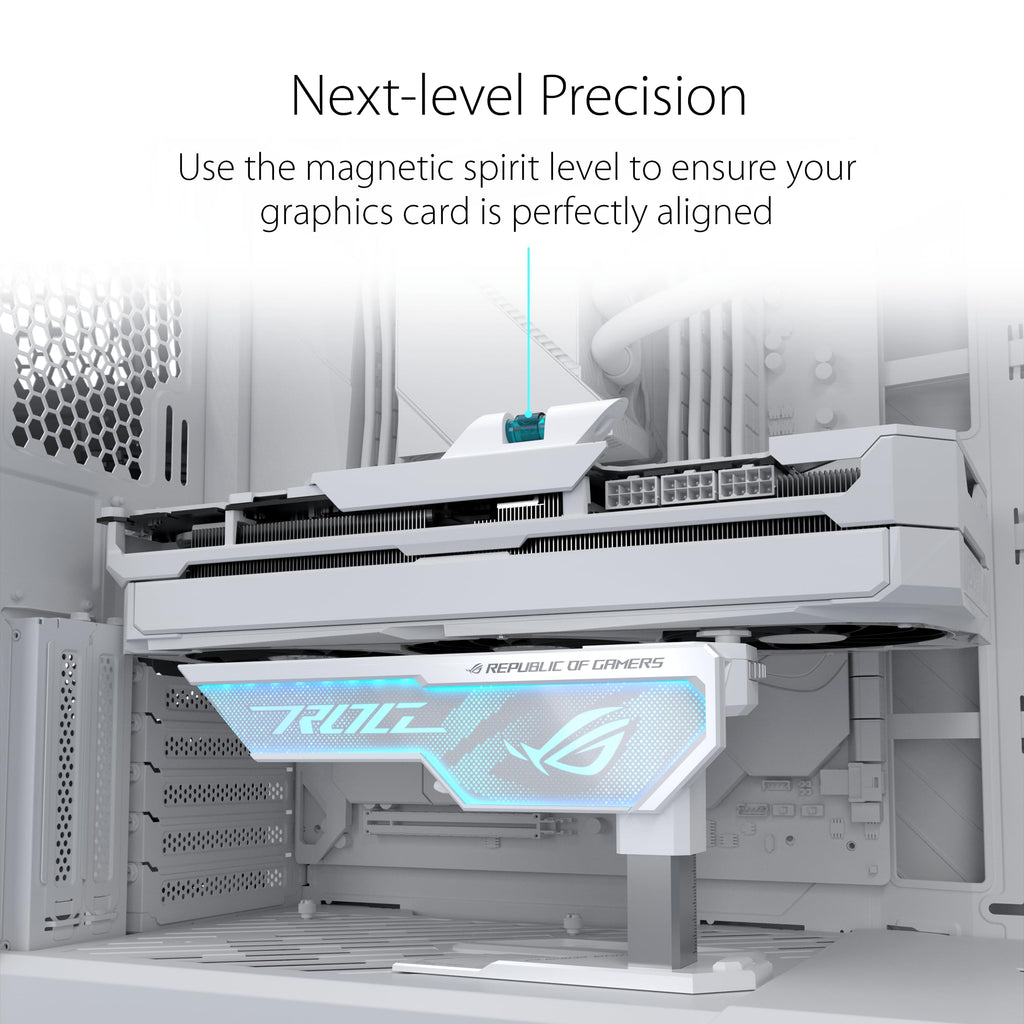 ASUS ROG Herculx Grafikkartenhalter White (Stützhöhe 72-128 mm, integriertes 3D-ARGB-Element, Aura Sync, inkl. Wasserwaage, weiß)