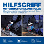 DongCheng Akku-Winkelschleifer 18V, Ø 125mm, 1000W, bürstenloser Motor, 3 Drehzahlstufen, Schnellspannschutz, Anti-Vibrationsgriff, inkl. 2 Schleif-, 2 Fächer-, 2 Trennscheiben, 4.0Ah Akku & Ladegerät