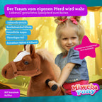 Miweba Pony Amadeus | Reitpferd auf Rollen - Pferd für Kinder - Schaukelpferd - Schaukeltier - Kuscheltier - Spielpferd zum Reiten - Plüschtier - Stofftier - Stehpferd - 4-8 Jahre (M Medium)