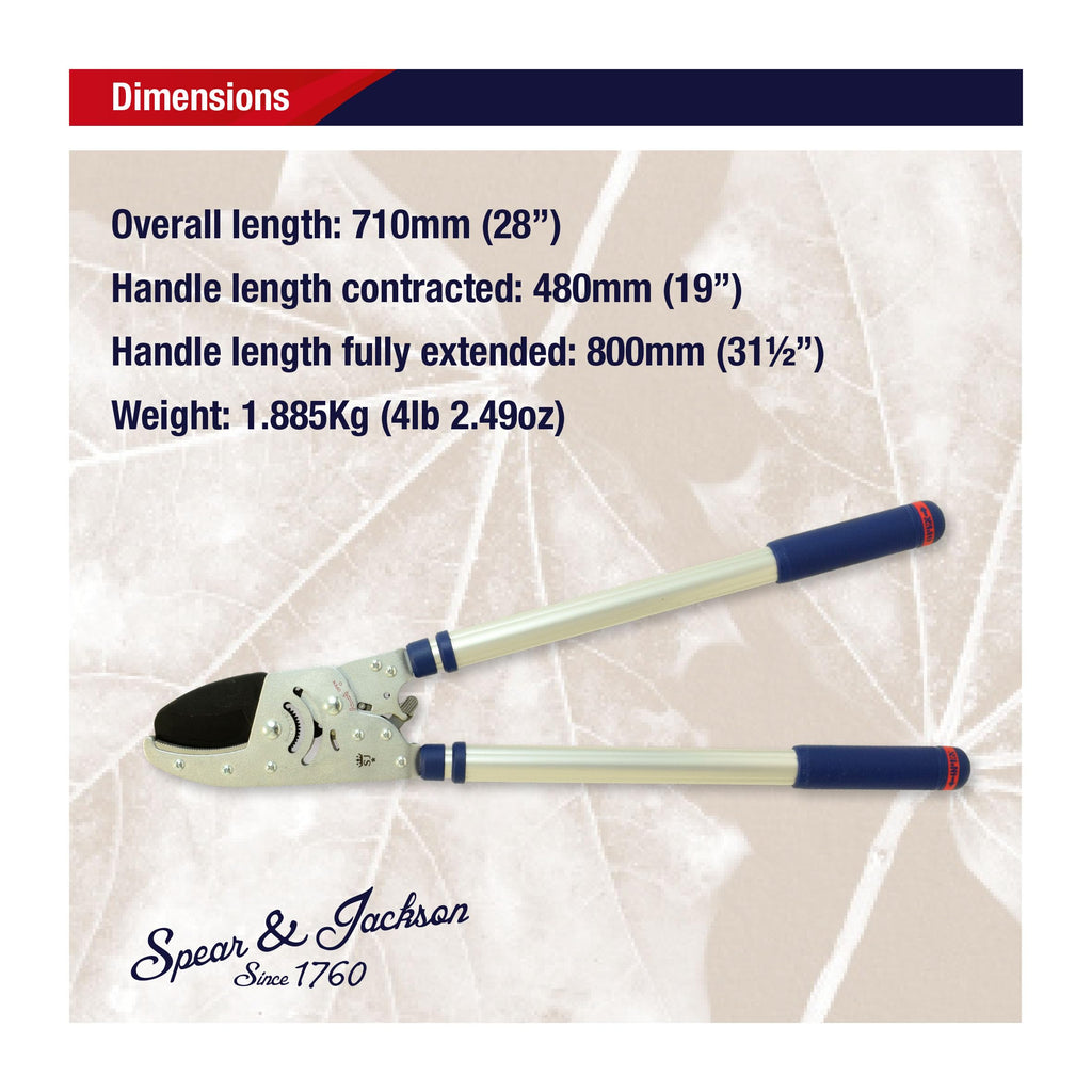 Spear & Jackson 8290RS Razorsharp Advance robuste Teleskop-Ratschen-Amboss-Astschere