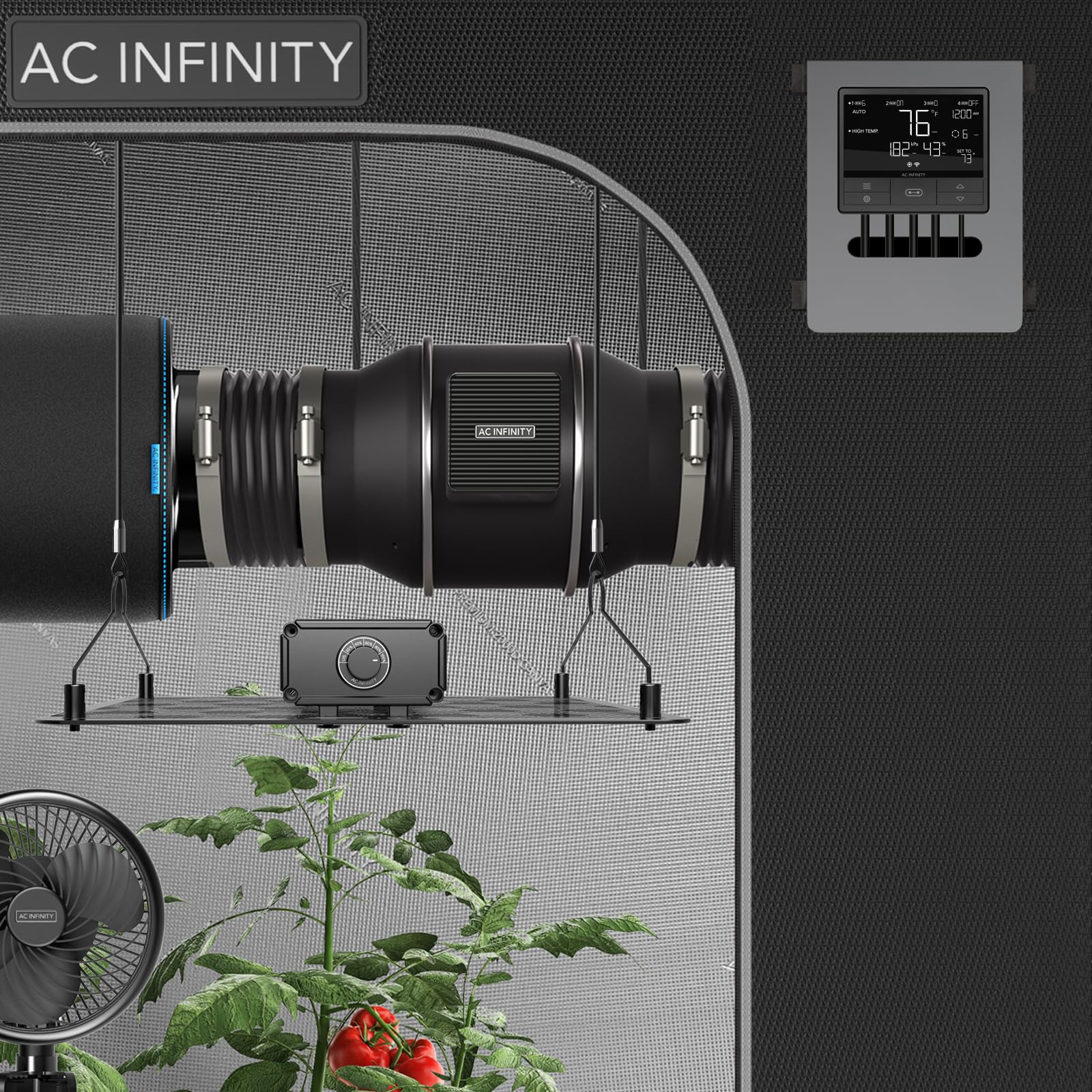 AC Infinity CLOUDLINE PRO T4 – Leises Inline-Lüftersystem 100 mm mit Temperatur-/Feuchtigkeits-VPD-Controller und App-Steuerung, für Grow-Zelte und Hydroponik