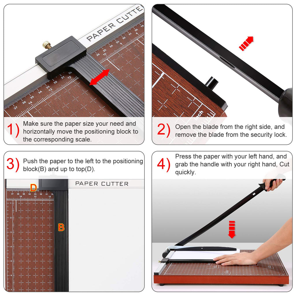 COOCHEER Papierschneider, Profi A3 Hebelschneider Fotoschneider Schneidegerät für Schule & Büro, Grifflänge: 550mm, aus Holz