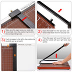COOCHEER Papierschneider, Profi A3 Hebelschneider Fotoschneider Schneidegerät für Schule & Büro, Grifflänge: 550mm, aus Holz