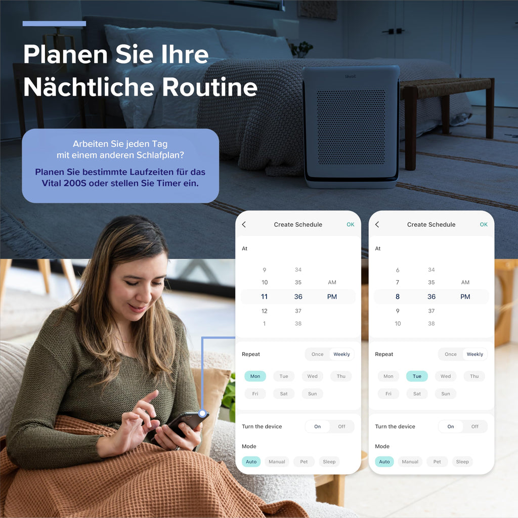 LEVOIT Luftreiniger Allergiker mit Tiermodus, bis zu 108 ㎡ Raucherzimmer Wohnung, Dualsensor&Waschbarer Vorfilter, HEPA Luftfilter gegen 99,97% von Tierhaare&-gerüche Schimmel Pollen Staub