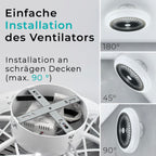 Noaton® Polaris 11045B Deckenventilator mit Beleuchtung, Schwarz, LED Dimmbar, 3 Farbtemperaturen, Fernbedienung, Timer, Luftdurchsatz bis zu 60 m3/min, für Wohnzimmer Schlafzimmer, Durchmesser 45cm