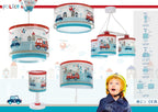 DALBER Kinderleuchte Pendelleuchte POLIZEI Deckenleuchte Kinderzimmer Kinderlampe, Blau, 26.5 x 26.5 x 21 cm