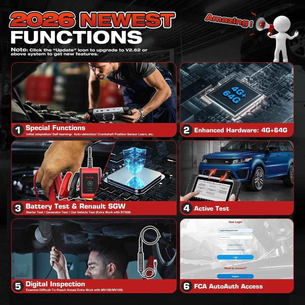 Autel MaxiCOM MK808BT PRO OBD2 Diagnosegerät Auto, 2026 Wireless Ver. von MK808S/ MK808/ MX808S, Bidirektional wie MK900/ MK900BT/ MK808BT Diagnosegerät, Aller Systeme, 28+ Service, Funktion mit BT506