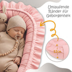 Babynest babynestchen neugeborene mit tragegriff 90 x 50 cm baby nestchen tragbar nest für bett kinder kuschelnest coccon für Jungen und Mädchen Schmutziges Rosa