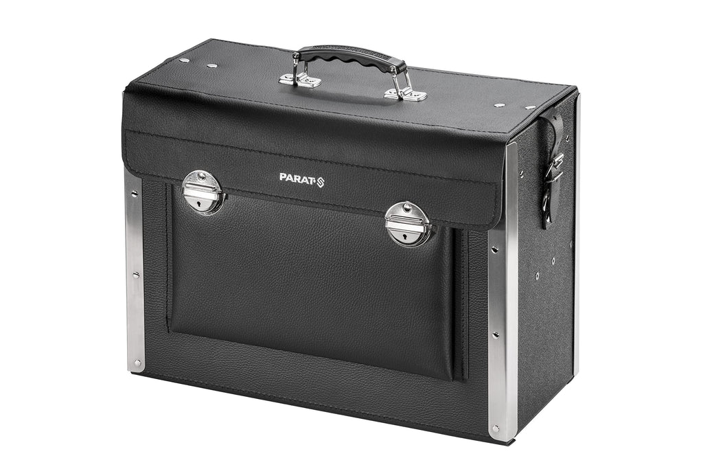 Parat Werkzeugtasche New Classic Kingsize Plus (Werkzeugkoffer leer für 40 Werkzeuge, Material HDPE Kunststoff + Rindsleder, Tasche mit Steckschloss, Größe 51 x 40 x 25 cm)