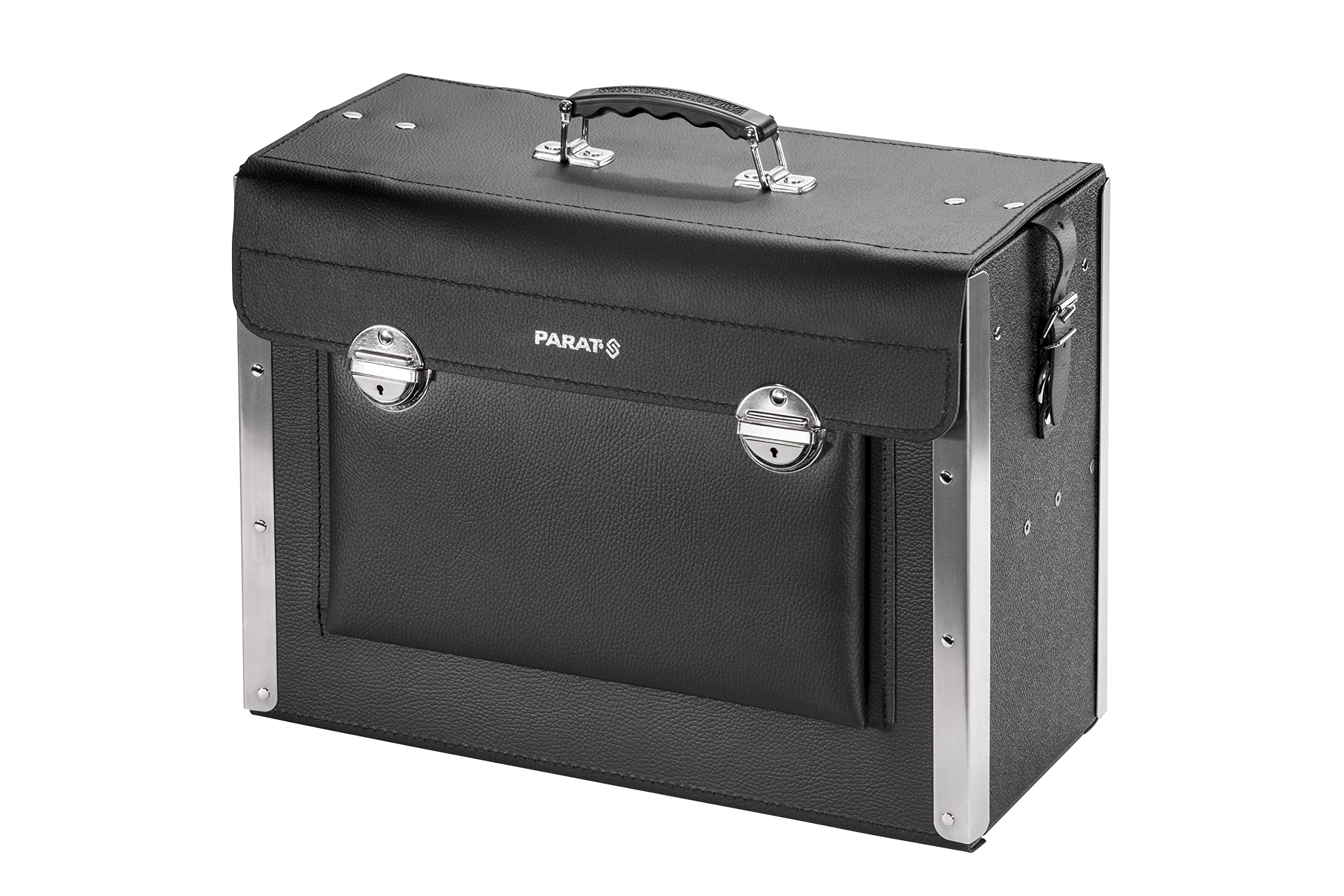 Parat Werkzeugtasche New Classic Kingsize Plus (Werkzeugkoffer leer für 40 Werkzeuge, Material HDPE Kunststoff + Rindsleder, Tasche mit Steckschloss, Größe 51 x 40 x 25 cm)