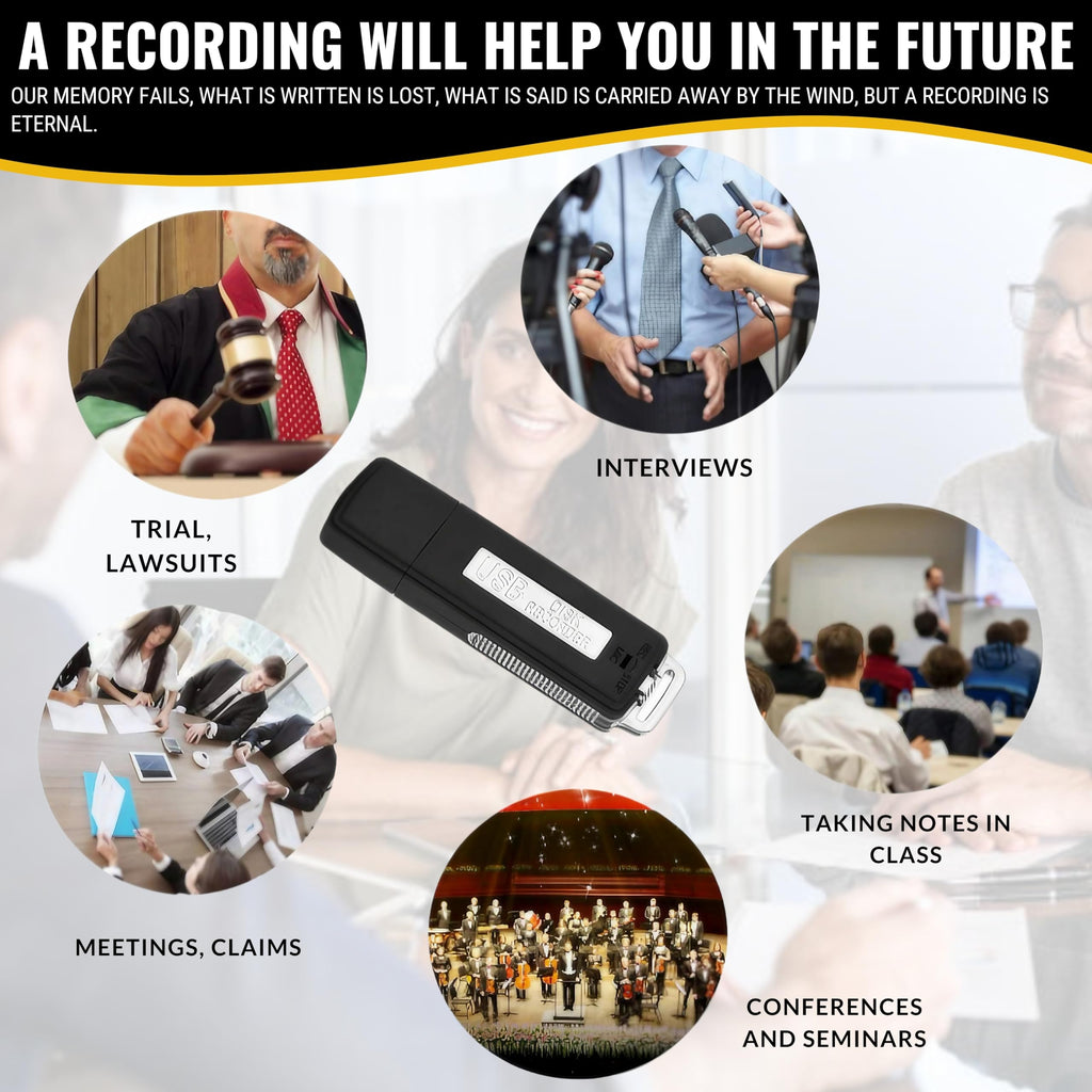 Digitales Diktiergerät, USB, Mini-Sprachaufnahme, Spion, 8 GB, kleiner Spion, USB, für Meetings, Interviews, Konferenzen, Unterricht, mit Speicher für mehrere Stunden Aufnahmezeit ST-1