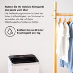 Bosch Cool 5000 Mobiles Klimagerät - 3-in-1 Klimaanlage, Luftentfeuchter, Ventilator - 3,4 kW für Räume bis zu 46 m² - Mit Auto-Modus, Silent-Modus Sleep-Modus