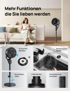 Dreo Leiser Standventilator, 1444m³/h Luftvolumen oszillierende Ventilator, 3 Stufen 6H Timer Turmventilator mit Fernbedienung, Luftzirkulation in 3 Min für Schlafzimmer, Duftfunktion für frische Luft