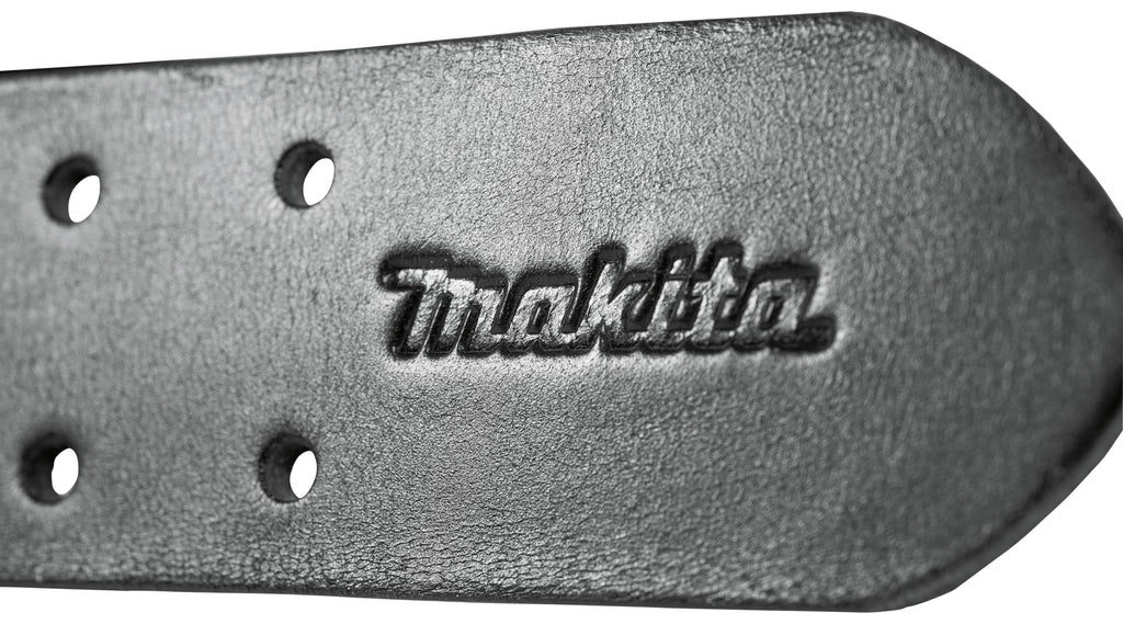 Makita E-15693 Schwerlast Ledergürtel schwarz, 138 cm lang, Ledergürtel aus Rindsleder, Echtleder, 40 mm breit, verstärkt mit Doppelstiftschnalle, modernes Design für Privat oder Arbeit