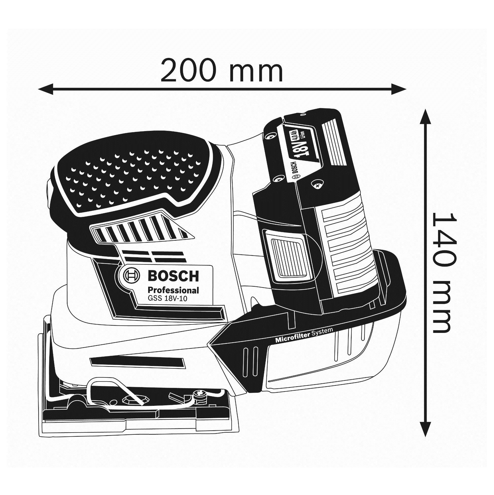 Bosch Professional 18V System Akku Schwingschleifer GSS 18V-10 (Schwingkreis-Ø: 1,6 mm, ohne Akku/ Ladegerät)