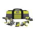 RYOBI 18V ONE+ 8-tlg, Akku-Combo-Kit RCK184O-242SZL, Schlagbohrschrauber, Winkelschleifer, Handkreissäge, Delta-Vibrationsschleifer, 2x Akkus (4,0Ah & 2,0Ah), Ladegerät, Werkzeugtasche