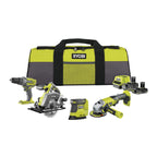 RYOBI 18V ONE+ 8-tlg, Akku-Combo-Kit RCK184O-242SZL, Schlagbohrschrauber, Winkelschleifer, Handkreissäge, Delta-Vibrationsschleifer, 2x Akkus (4,0Ah & 2,0Ah), Ladegerät, Werkzeugtasche