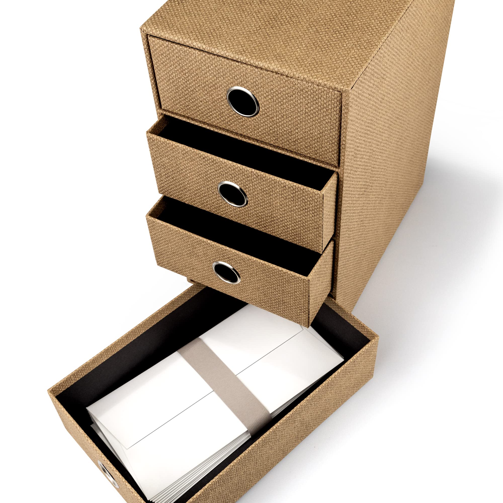 Rössler SOHO 4er Schubladenbox aus Papier | Büro Organizer Schreibtisch | Schubladen Organizer Büro Zubehör & Bürobedarf | Schreibtisch Organizer Box | 18 x 25 x 32 cm | 1 Stück | Farbe: Haselnuss