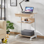 Yaheetech Schreibtisch Computertisch Büromöbel PC Tisch Bürotisch Arbeitstisch aus Holz und Stahl mit Ablage und Schublade 79 x 56 x 51cm