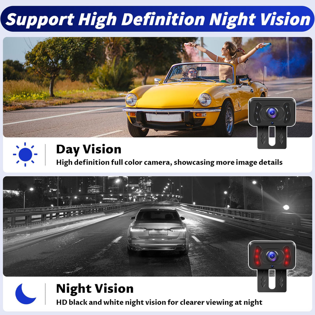 OiLiehu Kabellose Digitale Rückfahrkamera Set, IP68 Infrarot Nachtsicht AHD Kamera, 1080P Funk Rückfahrkamera mit 5" IPS Monitor, für Auto DC 12V