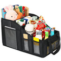 YOHOOLYO Auto Organizer Kinder Rücksitz mit 4 Fächern und 4 Getränkehalter zusammenklappbar Rückbank Beifahrersitz für Spielzeug Bücher Snacks Schwarz